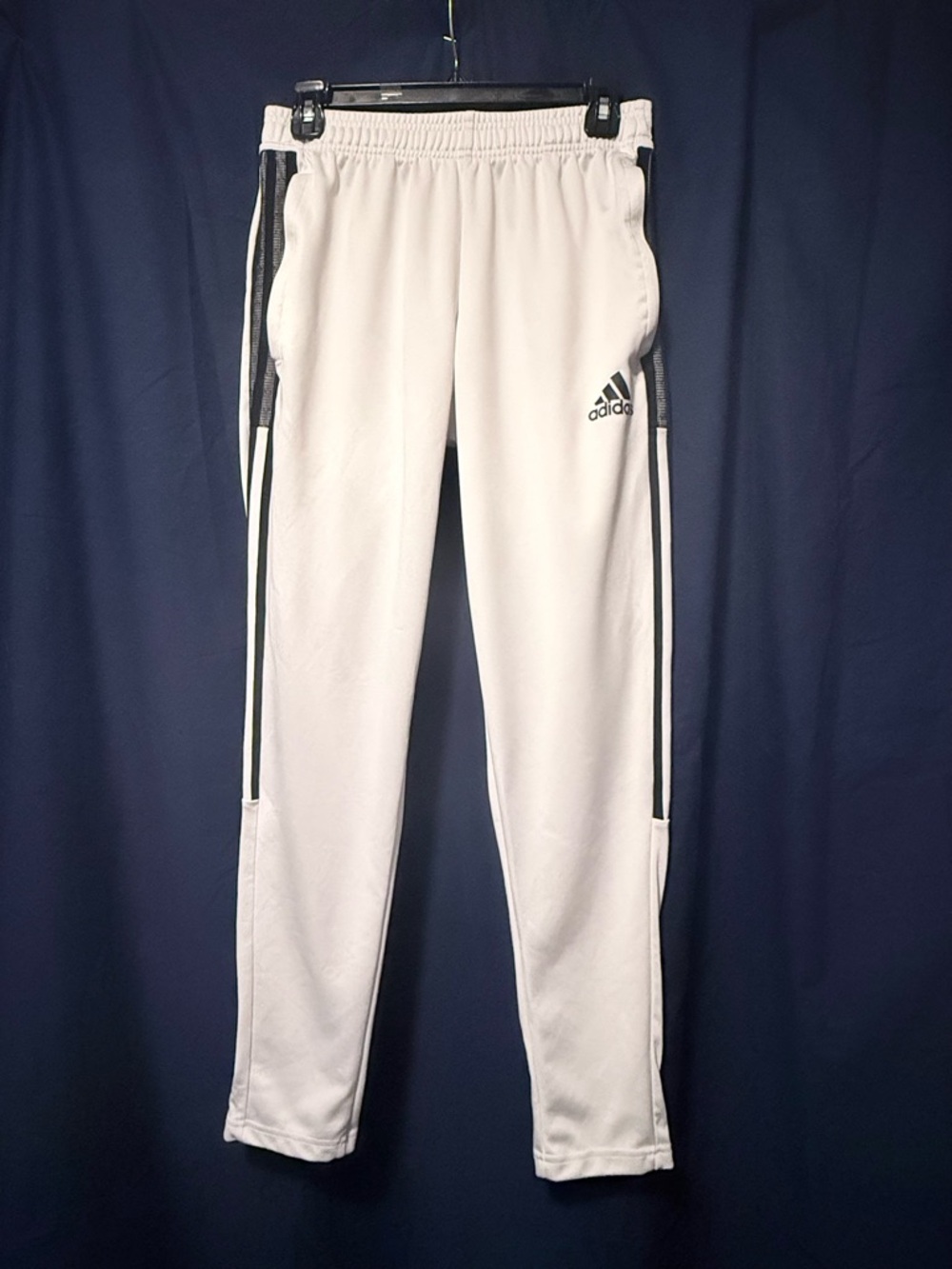 Adidas Pants Women’s Size Small White Black Striped Running Gym Zip Ankle